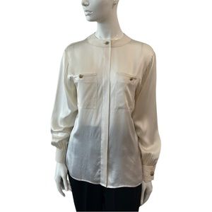 Vintage Akris George Straith Cream Silk Blouse